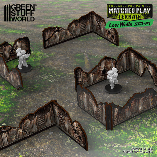 Green Stuff World Matched Play Pre - painted Low Walls (Pack x8) - Cobbco