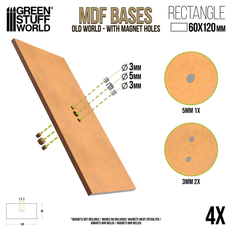 Load image into Gallery viewer, MDF Old World Bases - Rectangle 60x120mm

