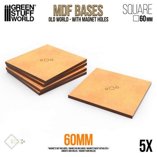 Green Stuff World MDF Old World Bases - Square 60 mm - Cobbco