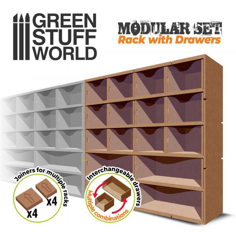 Load image into Gallery viewer, Green Stuff World for Models and Miniatures MDF Vertical rack with Drawers 10960
