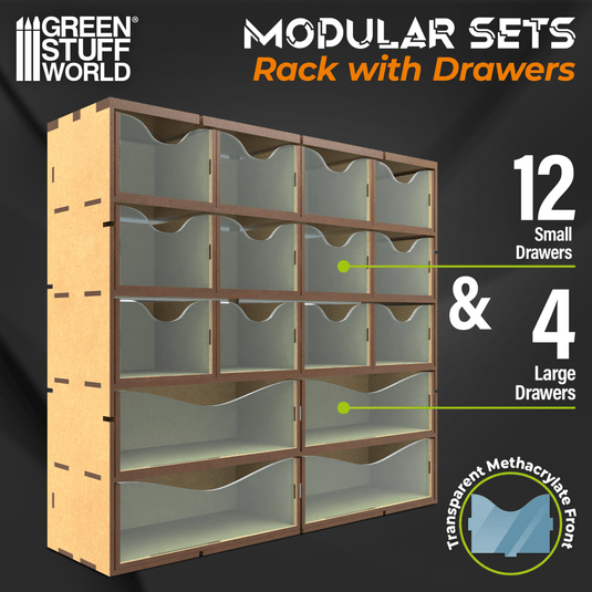 Green Stuff World MDF Vertical rack with 16 Drawers - Cobbco