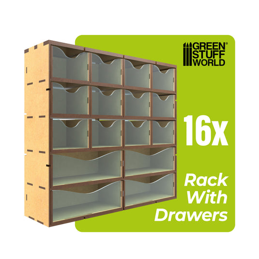 Green Stuff World MDF Vertical rack with 16 Drawers - Cobbco
