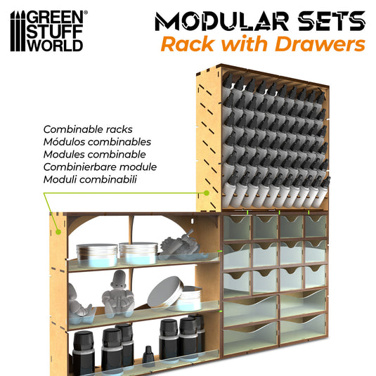 Green Stuff World MDF Vertical rack with 16 Drawers - Cobbco