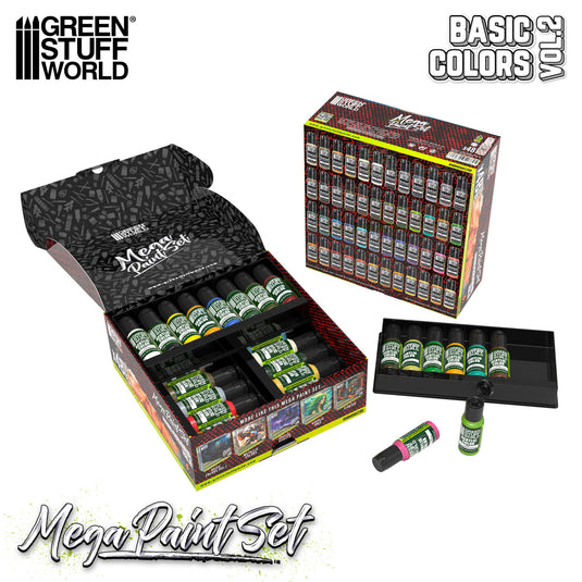 Green Stuff World Mega Paint Set - Vol. 2.0 - for Modeling and Hobbies - Cobbco