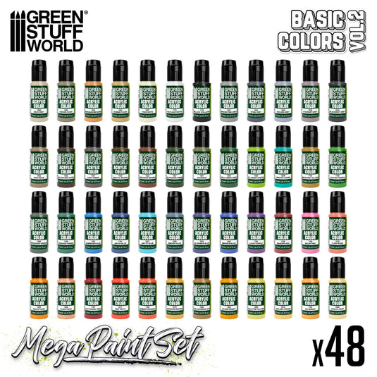 Green Stuff World Mega Paint Set - Vol. 2.0 - for Modeling and Hobbies - Cobbco