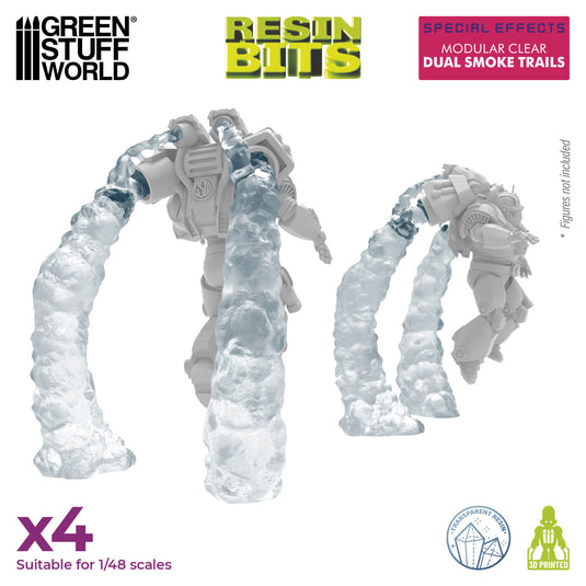 Green Stuff World Modular Clear Dual Smoke Trails for Jump Packs - Wargaming - Cobbco