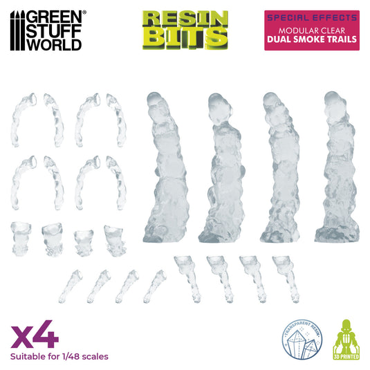 Green Stuff World Modular Clear Dual Smoke Trails for Jump Packs - Wargaming - Cobbco