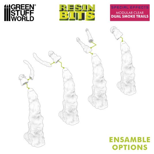 Green Stuff World Modular Clear Dual Smoke Trails for Jump Packs - Wargaming - Cobbco