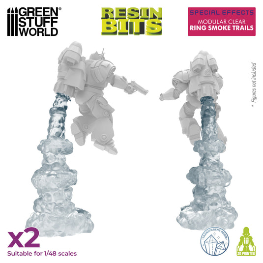 Green Stuff World Modular Clear Ring Smoke Trails for Jump Packs 1:48 - Wargaming - Cobbco