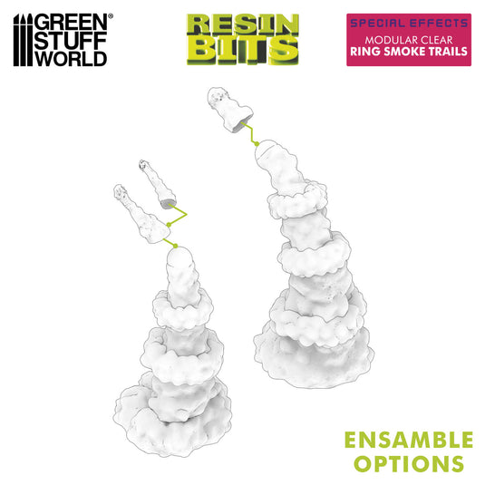 Green Stuff World Modular Clear Ring Smoke Trails for Jump Packs 1:48 - Wargaming - Cobbco