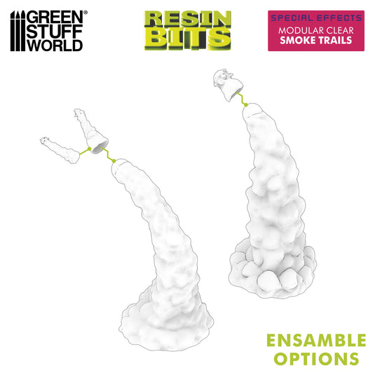 Green Stuff World Modular Clear Smoke Trails for Jump Packs - Wargaming - Cobbco