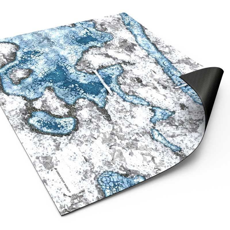 Load image into Gallery viewer, Green Stuff World Wargame Mat, Blizzard Hollows (56x76cm), Neoprene Battle Surface, Anti-Slip Backing, 30x22 Inch, with Carrying Bag - 5865
