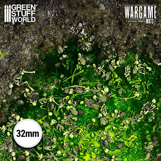 Green Stuff World Wargame Mat, Boneblight Marsh (56x76cm), Neoprene Battle Surface, Anti-Slip Backing, 30x22 Inch, with Carrying Bag - 5866