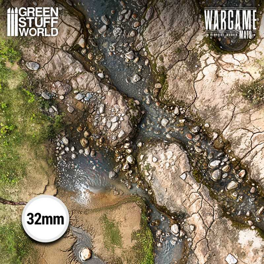 Green Stuff World Wargame Mat, Duskriver Meadows, Neoprene Battle Surface, Anti-Slip Backing, 30x22 Inch, with Carrying Bag - 5863