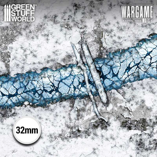 Green Stuff World Wargame Mat, Blizzard Hollows, Neoprene Battle Surface, Anti-Slip Backing, 48x70 Inch, with Carrying Bag - 6346