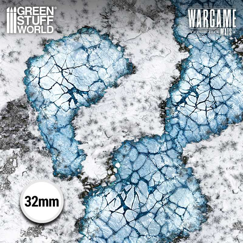 Load image into Gallery viewer, Green Stuff World Wargame Mat, Blizzard Hollows, Neoprene Battle Surface, Anti-Slip Backing, 48x70 Inch, with Carrying Bag - 6346
