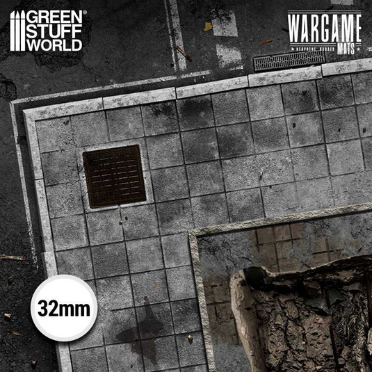 Green Stuff World Wargame Mat, Ground Zero District, Neoprene Battle Surface, Anti-Slip Backing, 48x70 Inch, with Carrying Bag - 6345