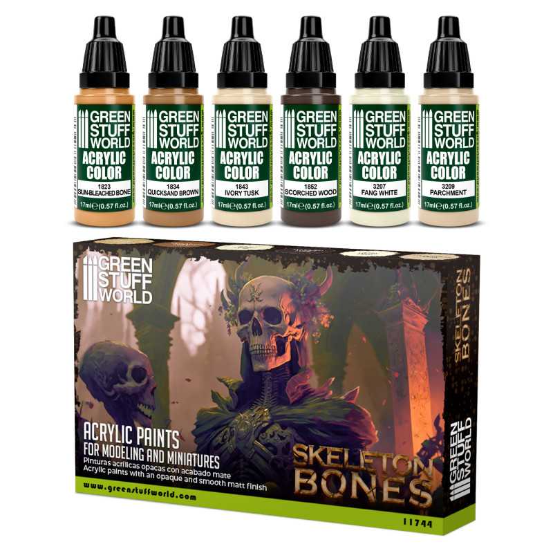 Load image into Gallery viewer, Green Stuff World for Models and Miniatures Paint Set – Skeleton Bones 11744
