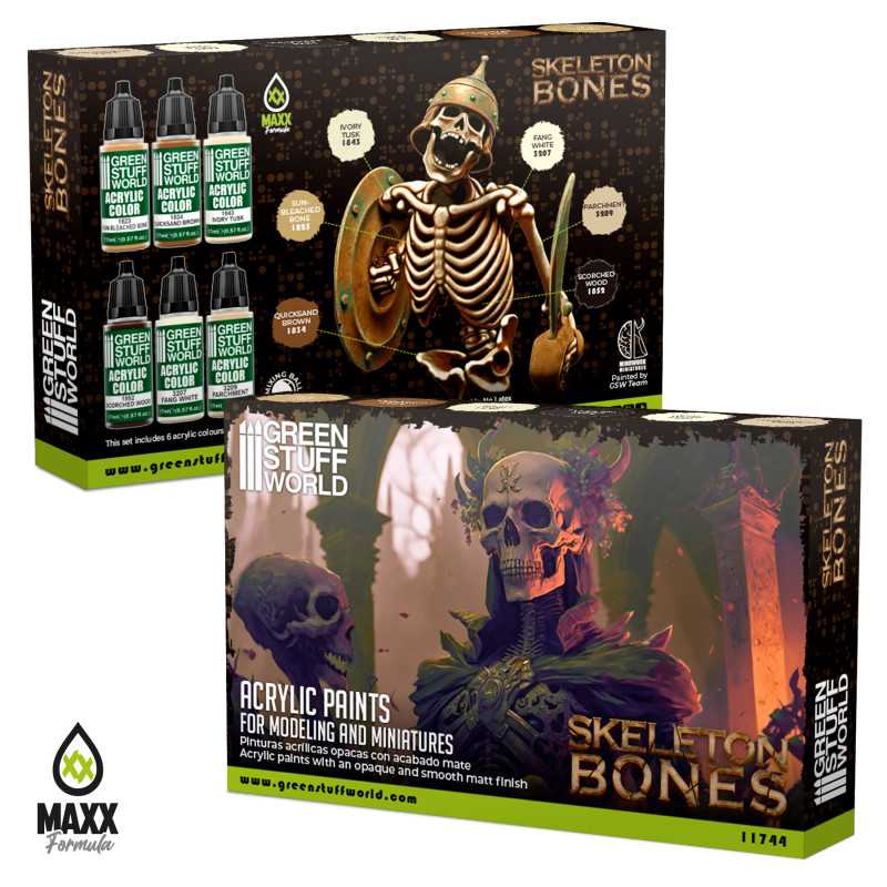 Load image into Gallery viewer, Green Stuff World for Models and Miniatures Paint Set – Skeleton Bones 11744
