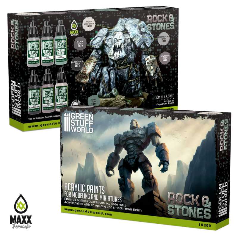 Load image into Gallery viewer, Green Stuff World for Models and Miniatures Paint Set - Rock &amp; Stones 10202
