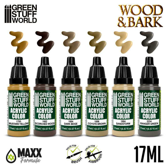 Green Stuff World for Models and Miniatures Paint Set – Wood & Bark 11745