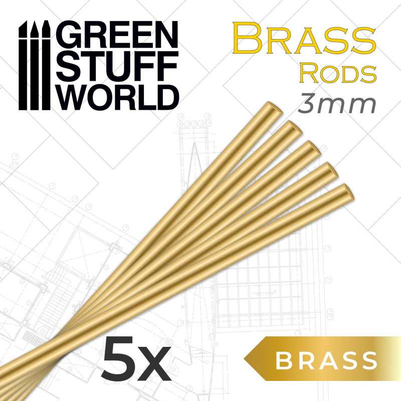 Load image into Gallery viewer, Green Stuff World for Models &amp; Miniatures Brass Rods 3mm 9334
