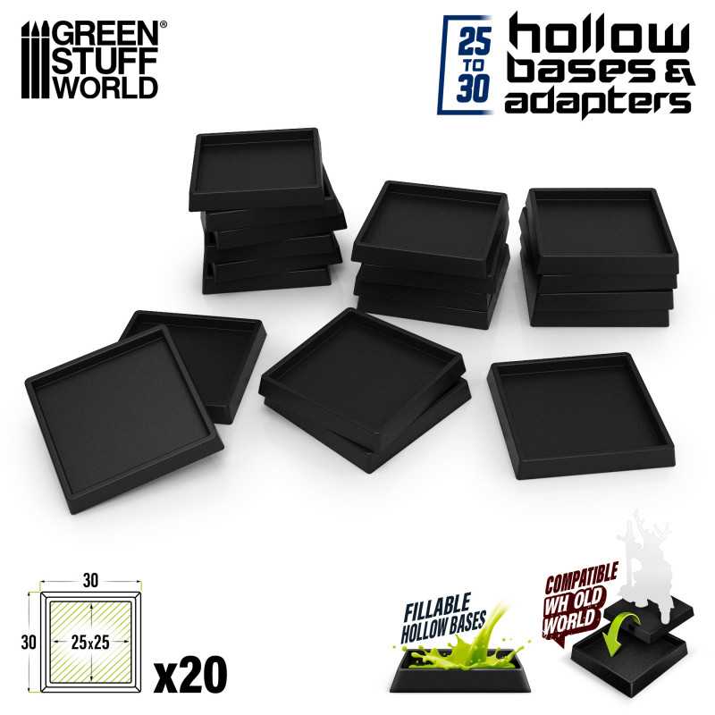 Load image into Gallery viewer, Green Stuff World for Models &amp; Miniatures Hollow Plastic Rectangle Bases 30mm 12841
