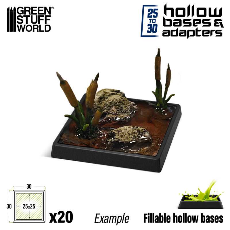 Load image into Gallery viewer, Green Stuff World for Models &amp; Miniatures Hollow Plastic Rectangle Bases 30mm 12841
