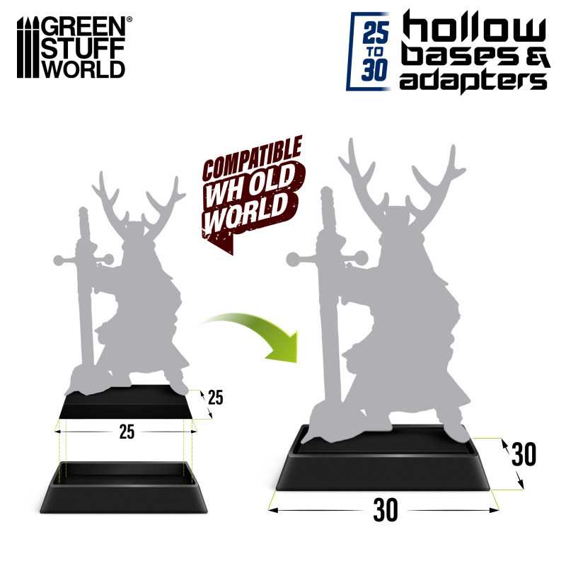 Load image into Gallery viewer, Green Stuff World for Models &amp; Miniatures Hollow Plastic Rectangle Bases 30mm 12841
