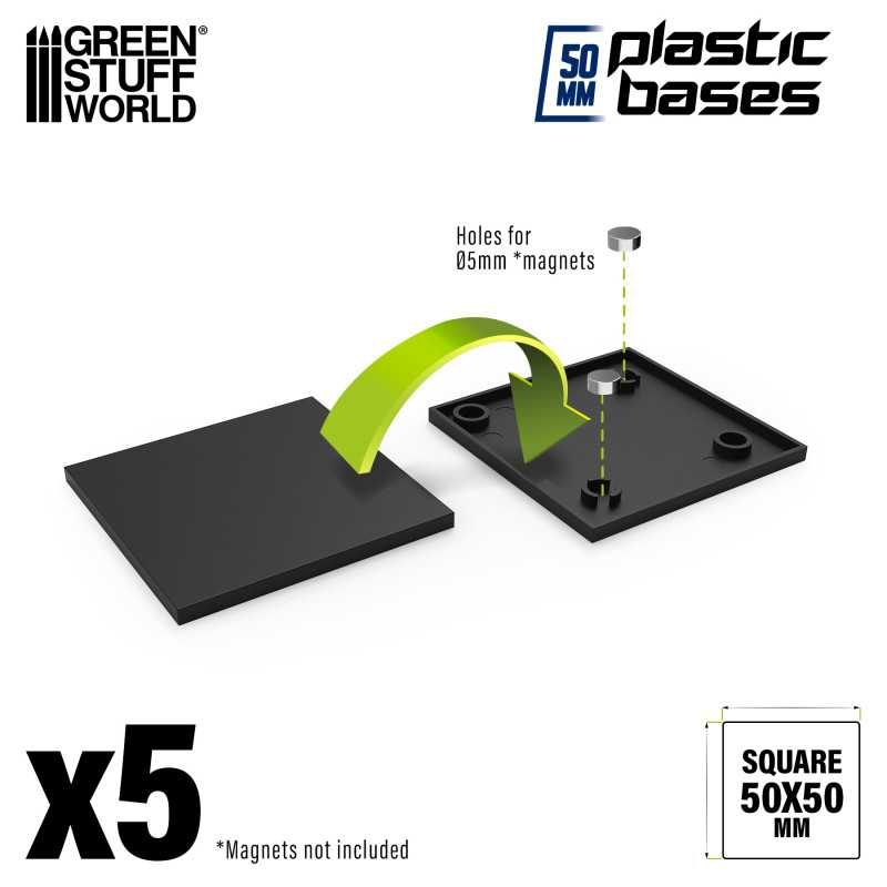 Load image into Gallery viewer, Green Stuff World for Models and Miniatures 50mm Square Plastic Bases - Black  9833
