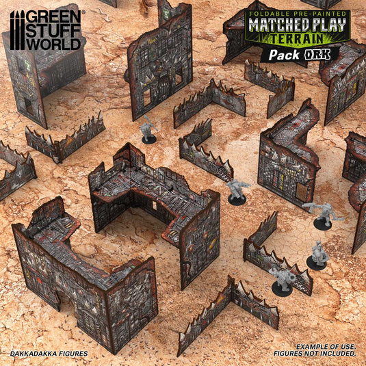 Green Stuff World Pre - Painted Foldable Matched Play terrain pack - Orks - Wargaming - Cobbco