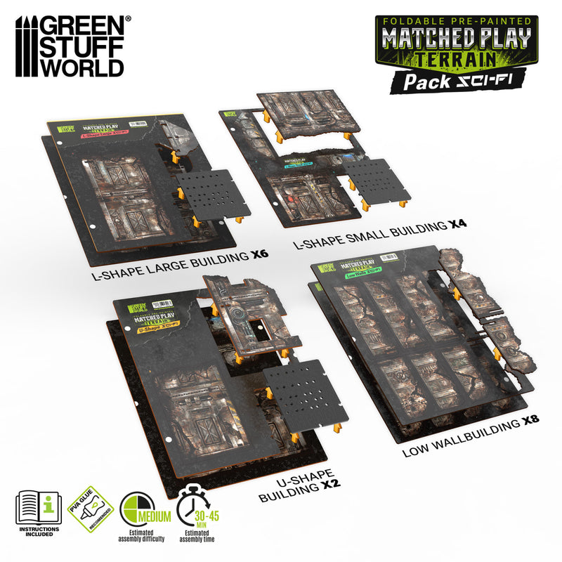 Load image into Gallery viewer, Green Stuff World Pre - Painted Foldable Matched Play terrain pack - Sci - fi - Wargaming - Cobbco
