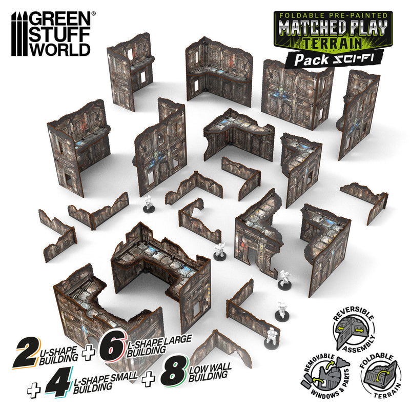 Load image into Gallery viewer, Green Stuff World Pre - Painted Foldable Matched Play terrain pack - Sci - fi - Wargaming - Cobbco
