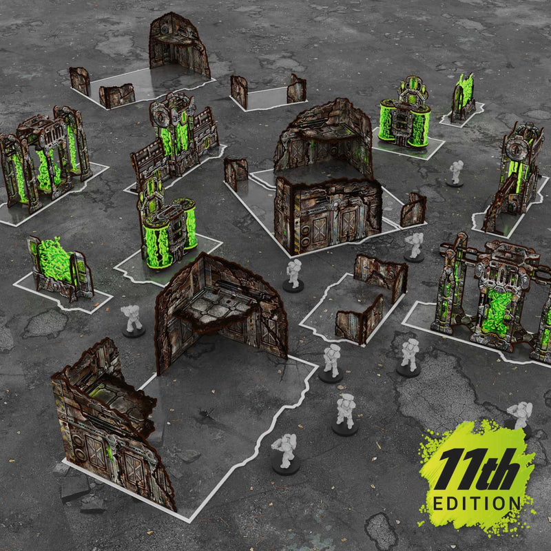 Load image into Gallery viewer, Green Stuff World Pre-Painted Foldable Terrain Pack 11th edition - Grimdark Industrial - Cobbco
