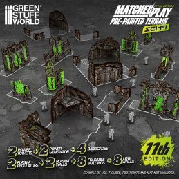 Green Stuff World Pre-Painted Foldable Terrain Pack 11th edition - Grimdark Industrial - Cobbco