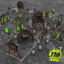 Green Stuff World Pre-Painted Foldable Terrain Pack 11th edition - Grimdark Industrial - Cobbco