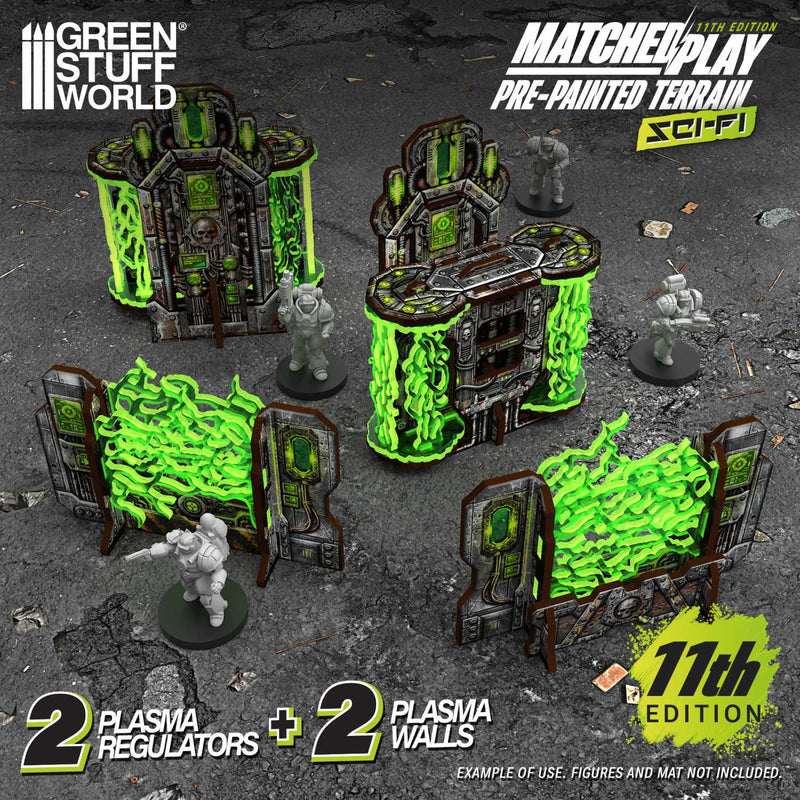 Load image into Gallery viewer, Green Stuff World Pre-painted Plasma Walls and Cogitator Relay Tower 11th edition Grimdark Industrial - Cobbco
