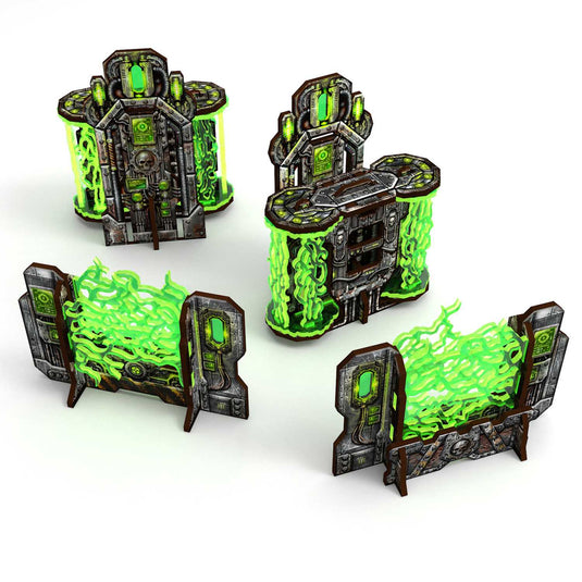 Green Stuff World Pre-painted Plasma Walls and Cogitator Relay Tower 11th edition Grimdark Industrial - Cobbco