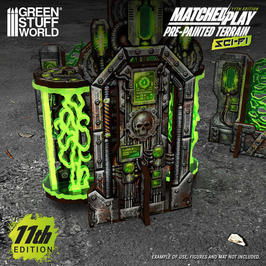 Green Stuff World Pre-painted Plasma Walls and Cogitator Relay Tower 11th edition Grimdark Industrial - Cobbco