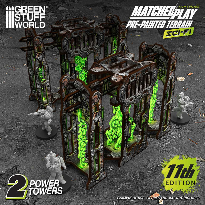 Load image into Gallery viewer, Green Stuff World Pre-painted Power Towers 11th edition Grimdark Industrial - Cobbco

