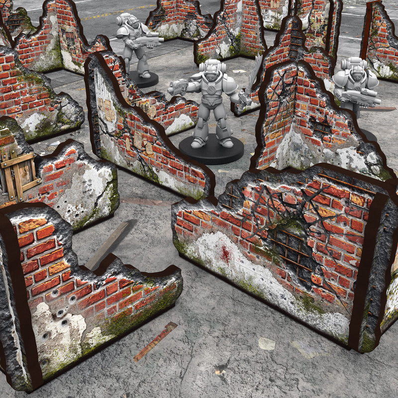 Load image into Gallery viewer, Green Stuff World Pre - Painted Ruined Brick Walls - Terrain - 40k - Wargaming - Cobbco
