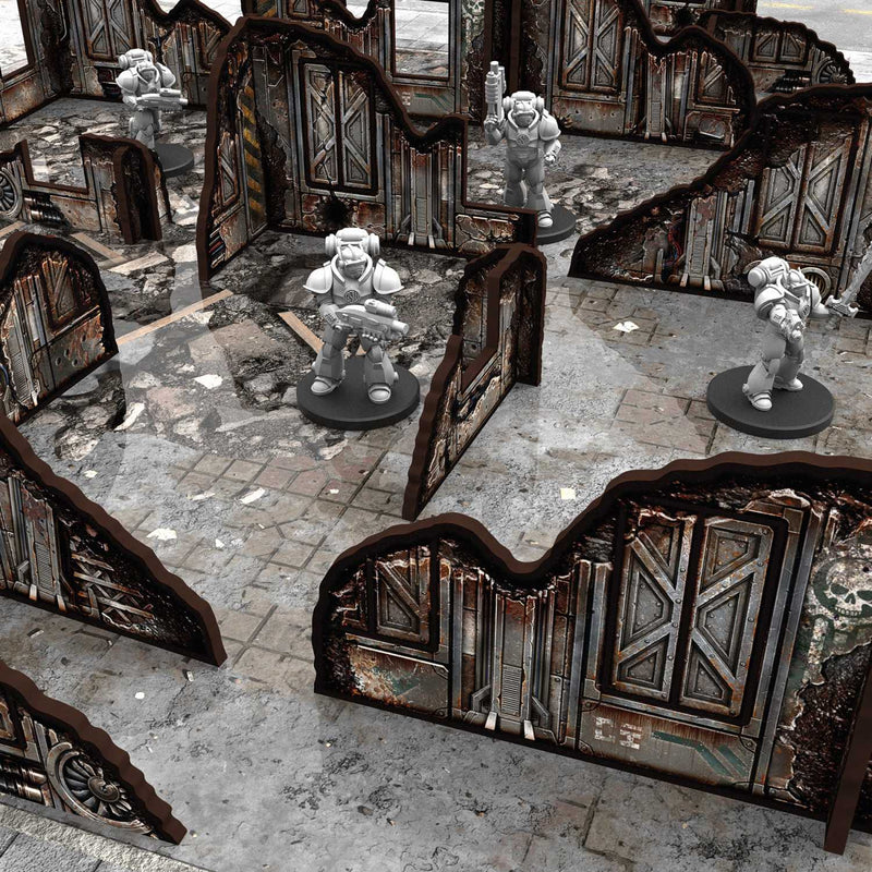 Load image into Gallery viewer, Green Stuff World Pre - painted ruined Sci - Fi walls for Wargamming - 40k - Cobbco
