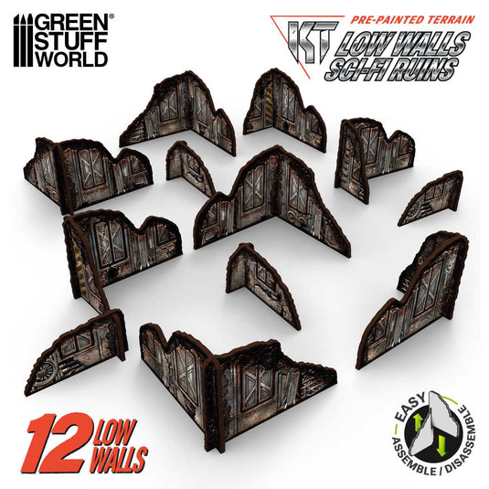 Green Stuff World Pre - painted ruined Sci - Fi walls for Wargamming - 40k - Cobbco
