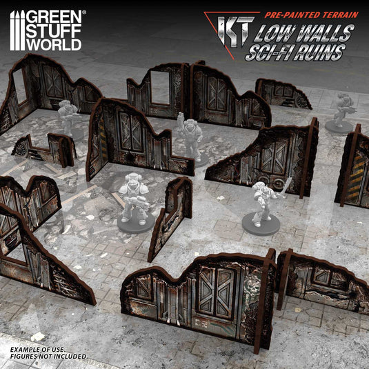 Green Stuff World Pre - painted ruined Sci - Fi walls for Wargamming - 40k - Cobbco