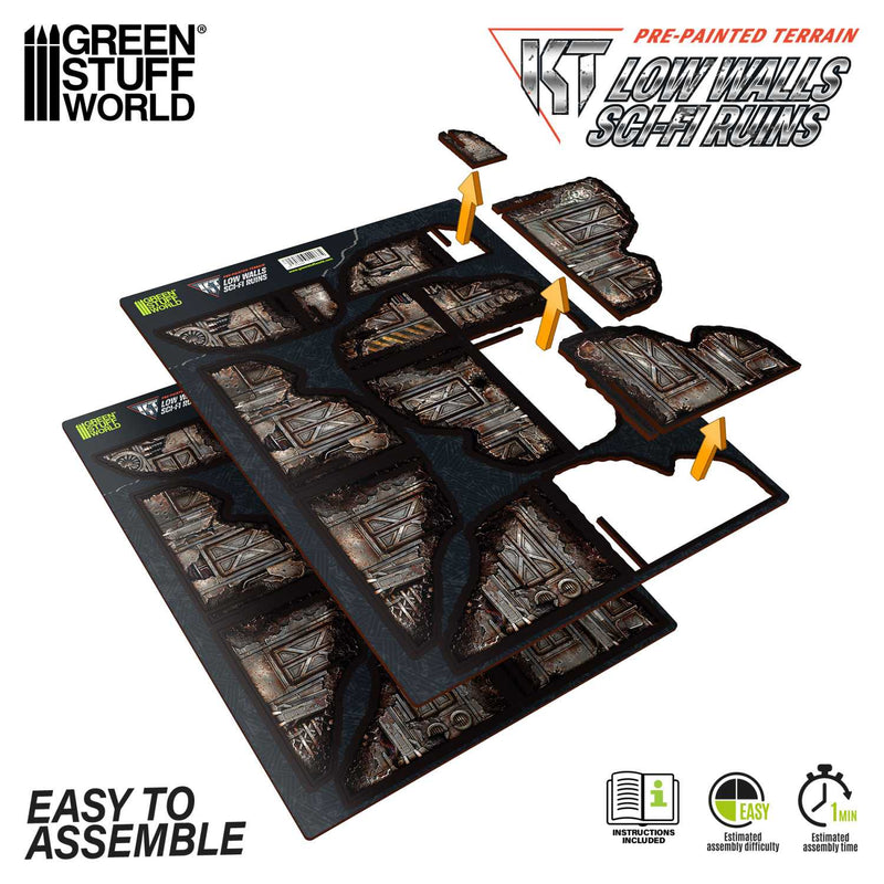 Load image into Gallery viewer, Green Stuff World Pre - painted ruined Sci - Fi walls for Wargamming - 40k - Cobbco
