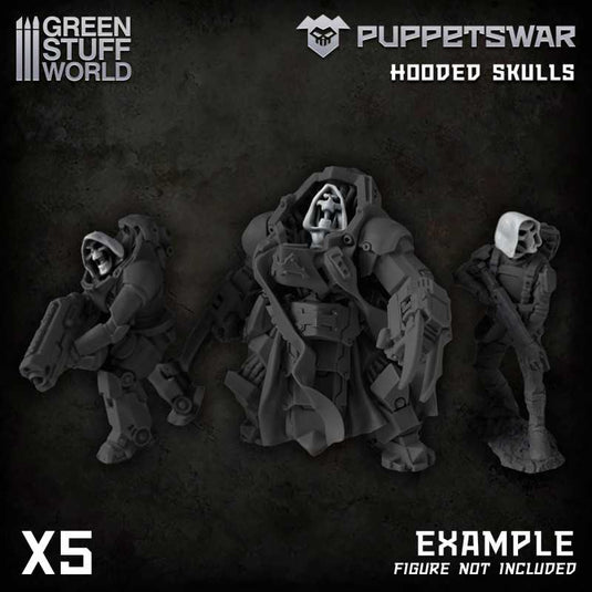 Green Stuff World for Models & Miniatures Hooded Skulls S023