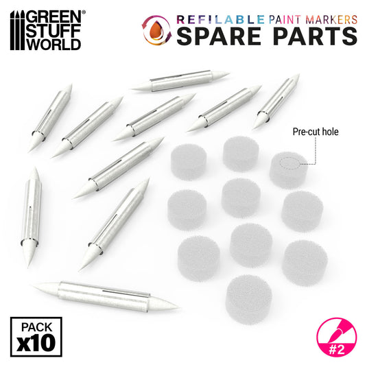 Green Stuff World Refill Tips for refillable marker Size 2 - Modeling and Wargaming - Cobbco