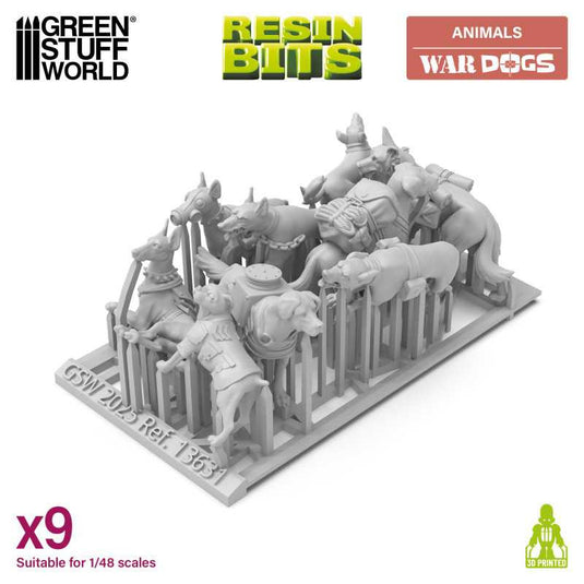 Green Stuff World War Dogs Miniatures 1:48 Scale Resin Unpainted Figures for Tabletop RPG Diorama