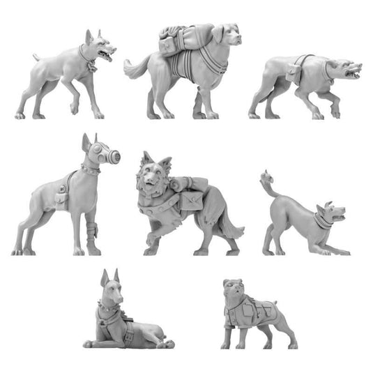 Green Stuff World War Dogs Miniatures 1:48 Scale Resin Unpainted Figures for Tabletop RPG Diorama