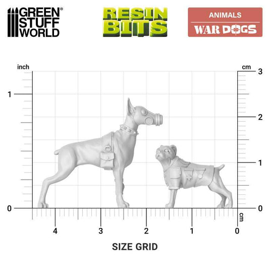 Green Stuff World War Dogs Miniatures 1:48 Scale Resin Unpainted Figures for Tabletop RPG Diorama
